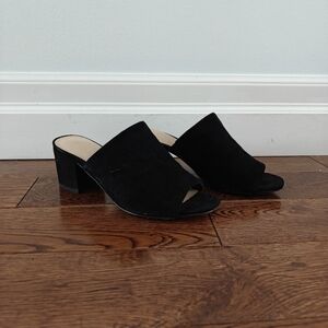 Aldo Black Suede Open-Toe Block Heel Mule 6.5